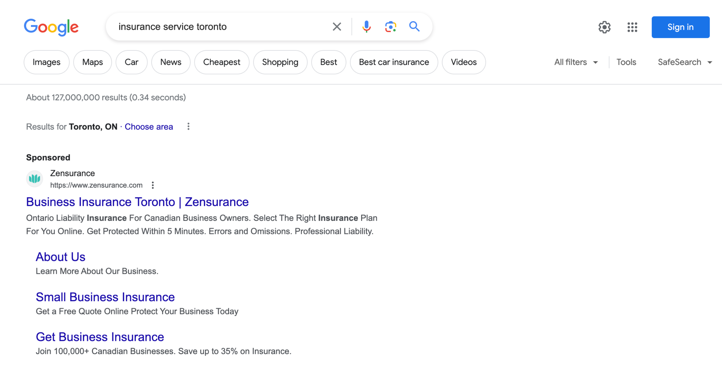 Google Paid Search - Search Ad Example
